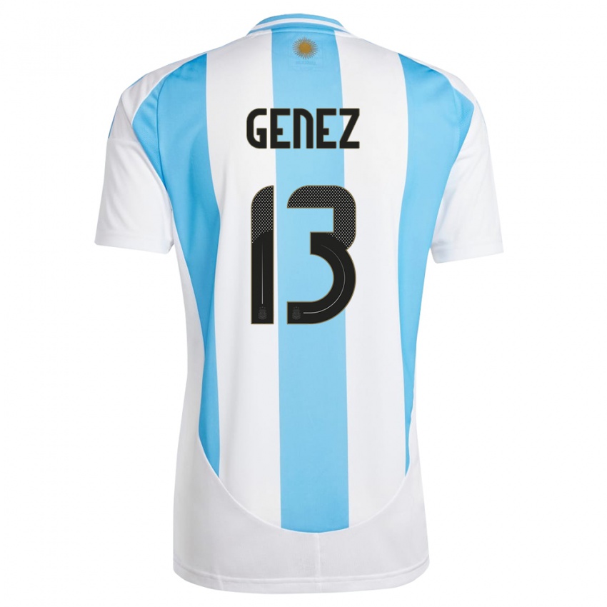Lapset Argentiina Nahuel Genez #13 Valkoinen Sininen Kotipaita 24-26 Lyhythihainen Paita T-Paita