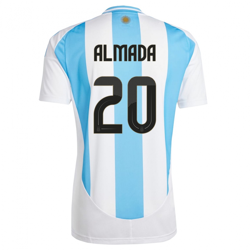 Lapset Argentiina Thiago Almada #20 Valkoinen Sininen Kotipaita 24-26 Lyhythihainen Paita T-Paita