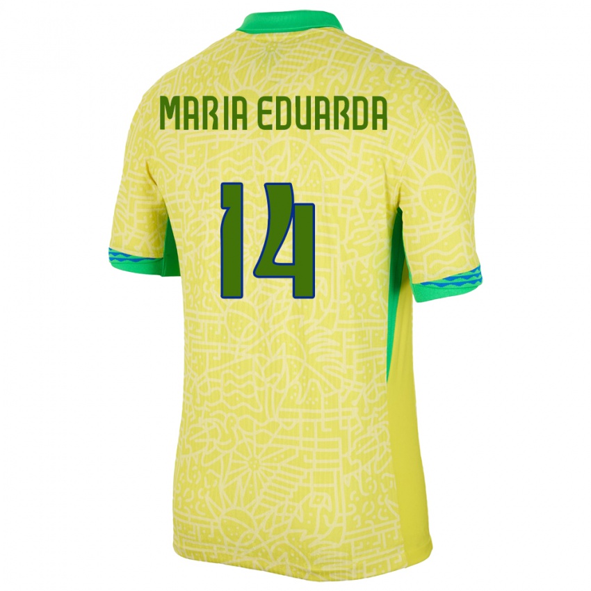 Lapset Brasilia Maria Eduarda #14 Keltainen Kotipaita 24-26 Lyhythihainen Paita T-Paita