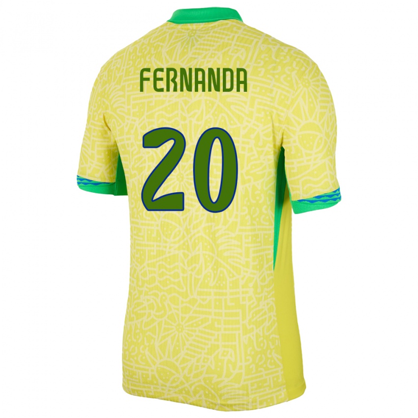 Lapset Brasilia Fernanda Palermo #20 Keltainen Kotipaita 24-26 Lyhythihainen Paita T-Paita