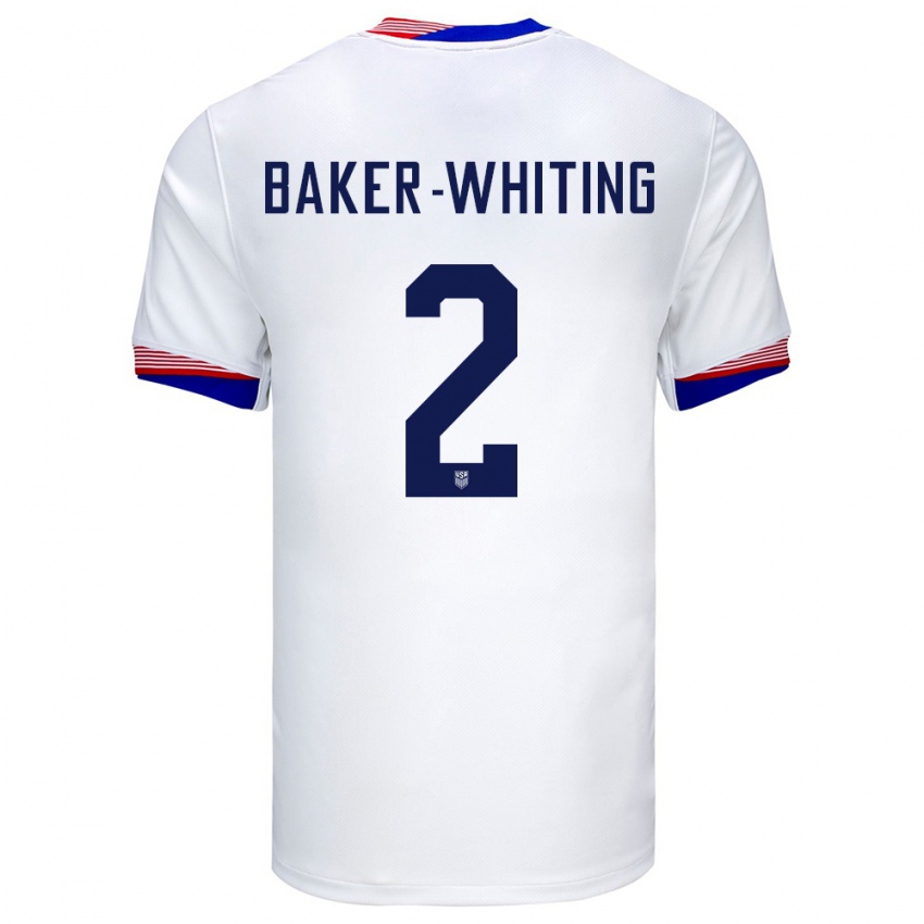 Lapset Yhdysvallat Reed Baker Whiting #2 Valkoinen Kotipaita 24-26 Lyhythihainen Paita T-Paita