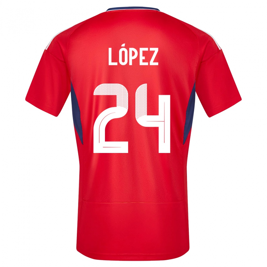 Lapset Costa Rica Douglas Lopez #24 Punainen Kotipaita 24-26 Lyhythihainen Paita T-Paita