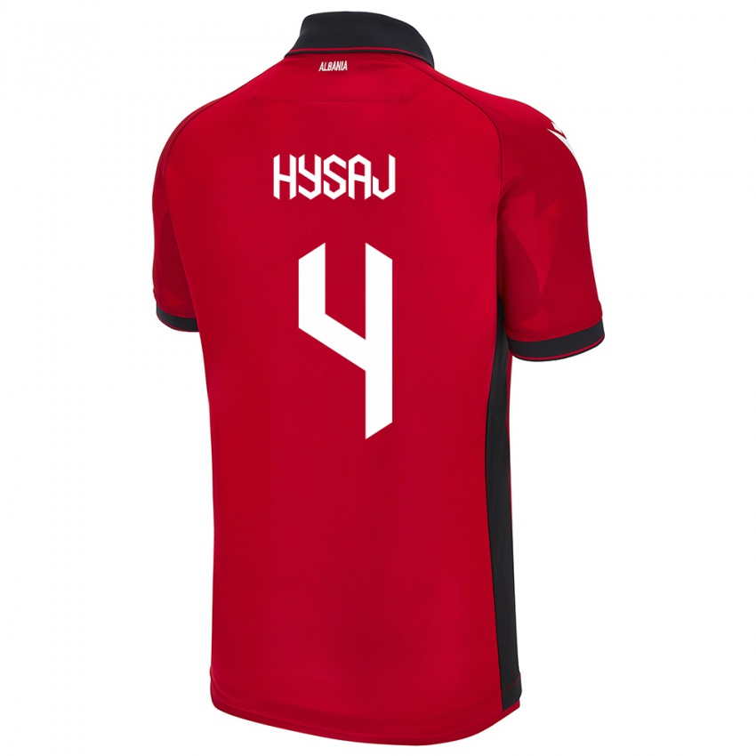 Lapset Albania Elseid Hysaj #4 Punainen Kotipaita 24-26 Lyhythihainen Paita T-Paita