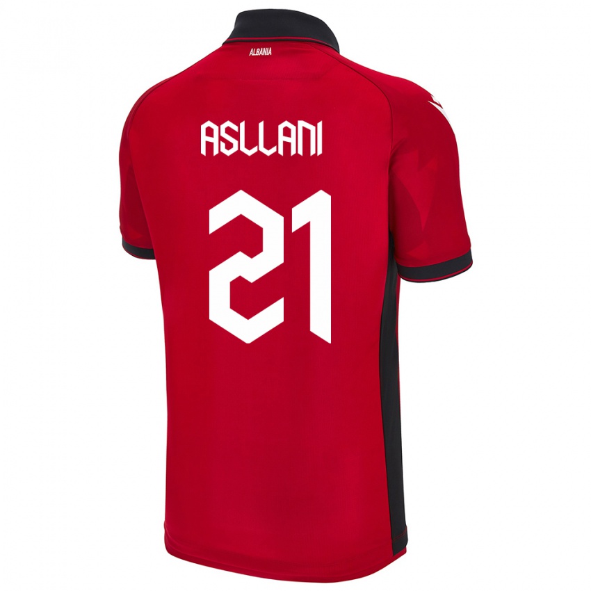 Lapset Albania Kristjan Asllani #21 Punainen Kotipaita 24-26 Lyhythihainen Paita T-Paita