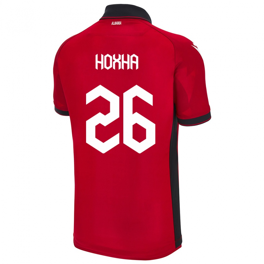 Lapset Albania Arbër Hoxha #26 Punainen Kotipaita 24-26 Lyhythihainen Paita T-Paita