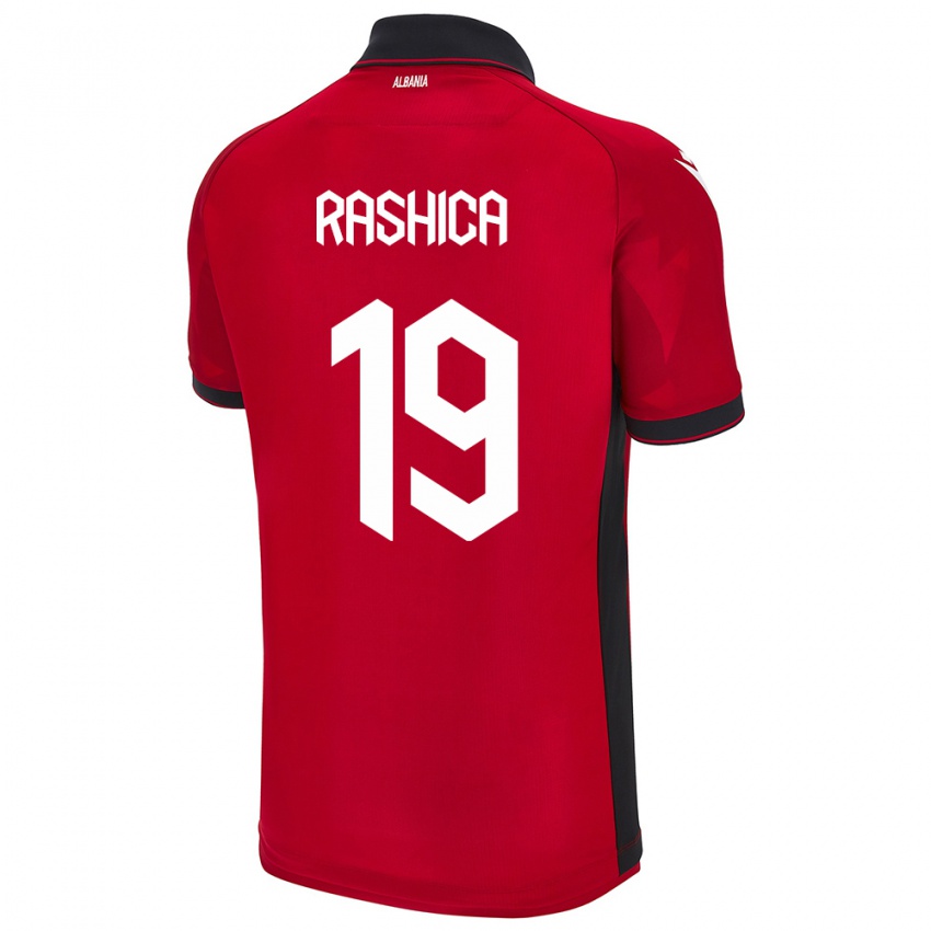 Lapset Albania Ermir Rashica #19 Punainen Kotipaita 24-26 Lyhythihainen Paita T-Paita