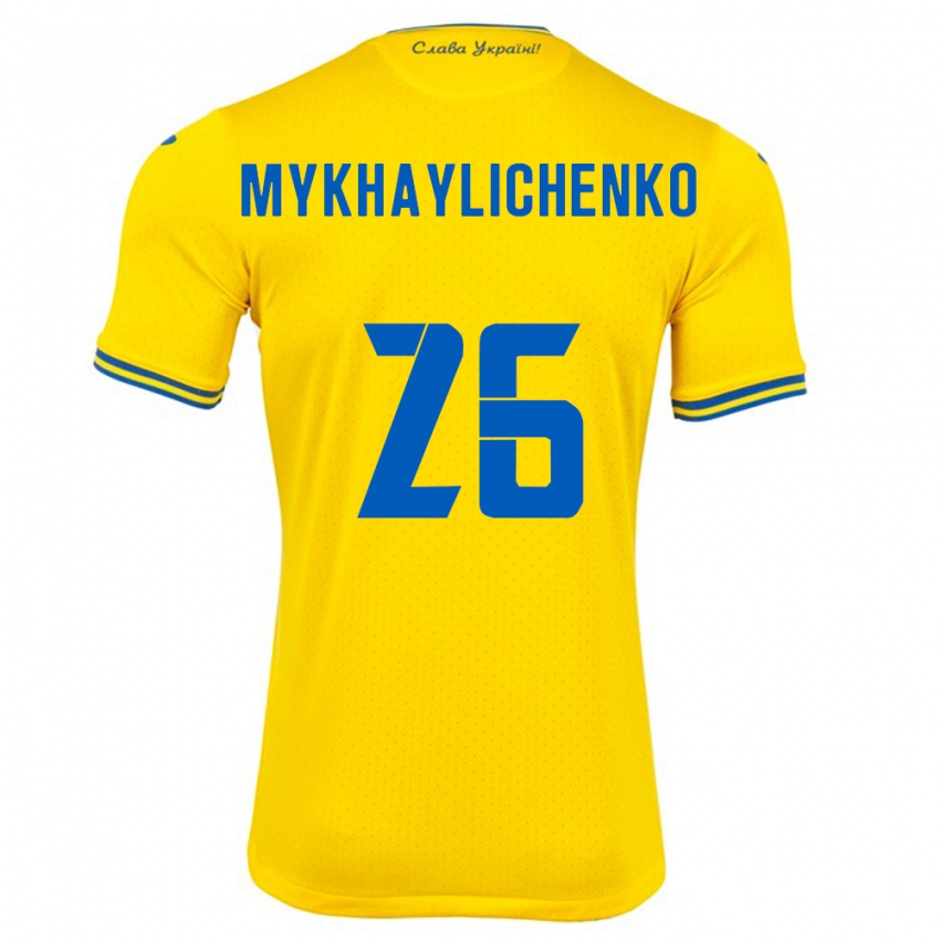 Lapset Ukraina Bogdan Mykhaylichenko #26 Keltainen Kotipaita 24-26 Lyhythihainen Paita T-Paita