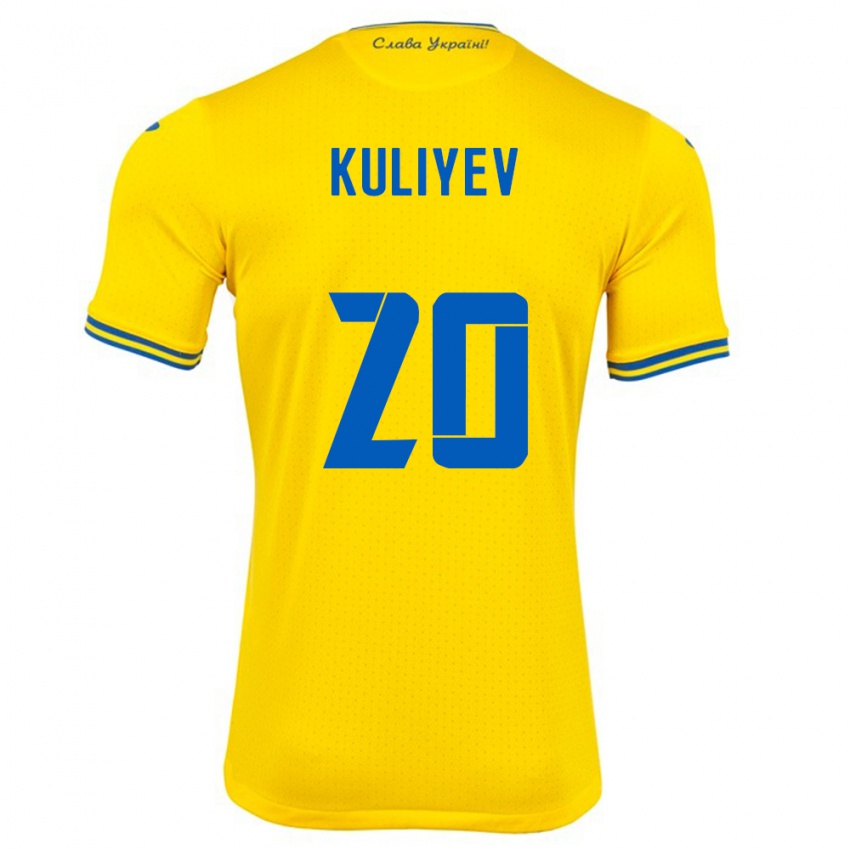 Lapset Ukraina Eldar Kuliyev #20 Keltainen Kotipaita 24-26 Lyhythihainen Paita T-Paita