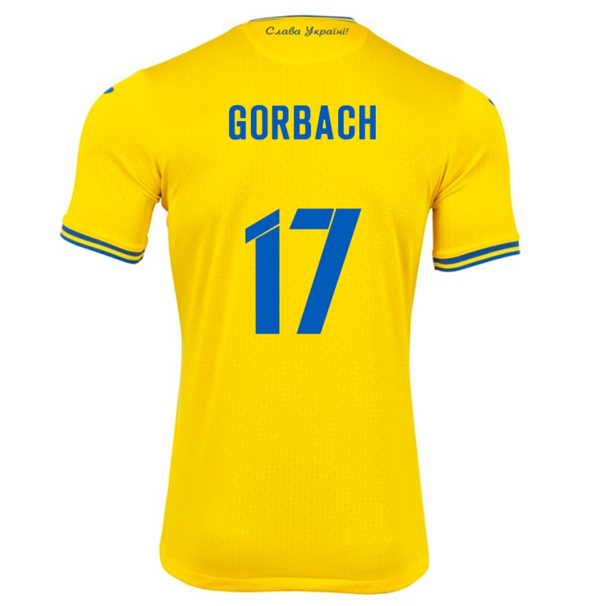 Lapset Ukraina Igor Gorbach #17 Keltainen Kotipaita 24-26 Lyhythihainen Paita T-Paita