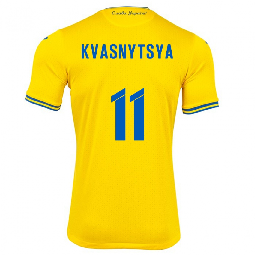 Lapset Ukraina Ilya Kvasnytsya #11 Keltainen Kotipaita 24-26 Lyhythihainen Paita T-Paita