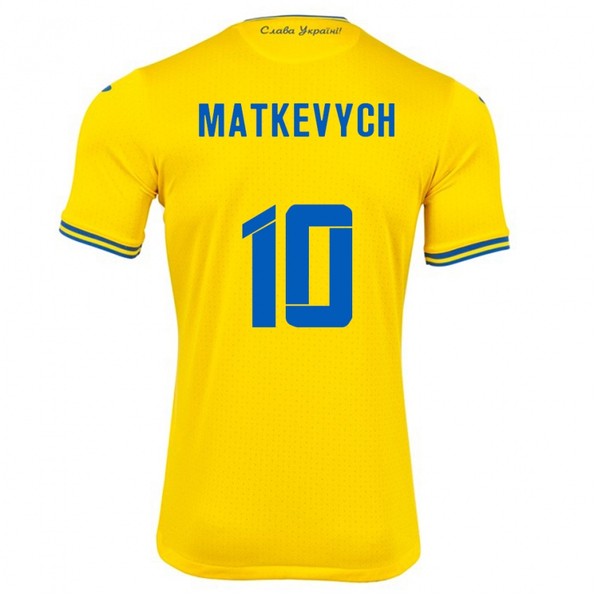 Lapset Ukraina Andriy Matkevych #10 Keltainen Kotipaita 24-26 Lyhythihainen Paita T-Paita