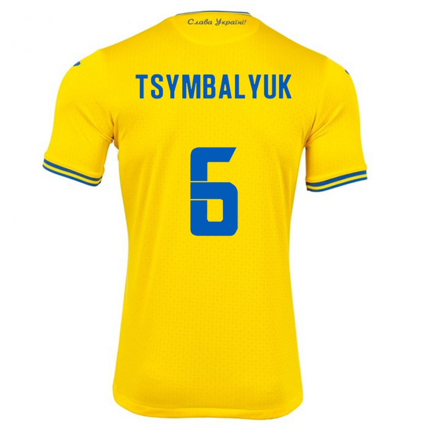 Lapset Ukraina Maksym Tsymbalyuk #6 Keltainen Kotipaita 24-26 Lyhythihainen Paita T-Paita