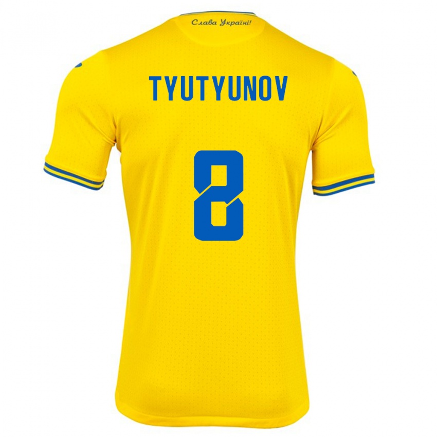 Lapset Ukraina Vladyslav Tyutyunov #8 Keltainen Kotipaita 24-26 Lyhythihainen Paita T-Paita