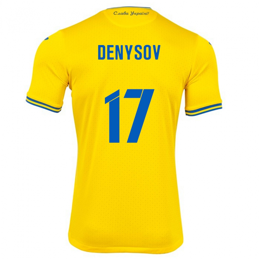 Lapset Ukraina Ivan Denysov #17 Keltainen Kotipaita 24-26 Lyhythihainen Paita T-Paita