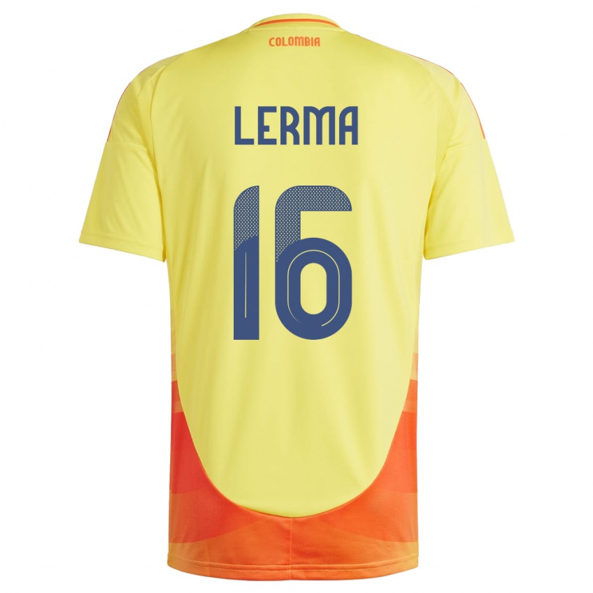 Lapset Kolumbia Jefferson Lerma #16 Keltainen Kotipaita 24-26 Lyhythihainen Paita T-Paita