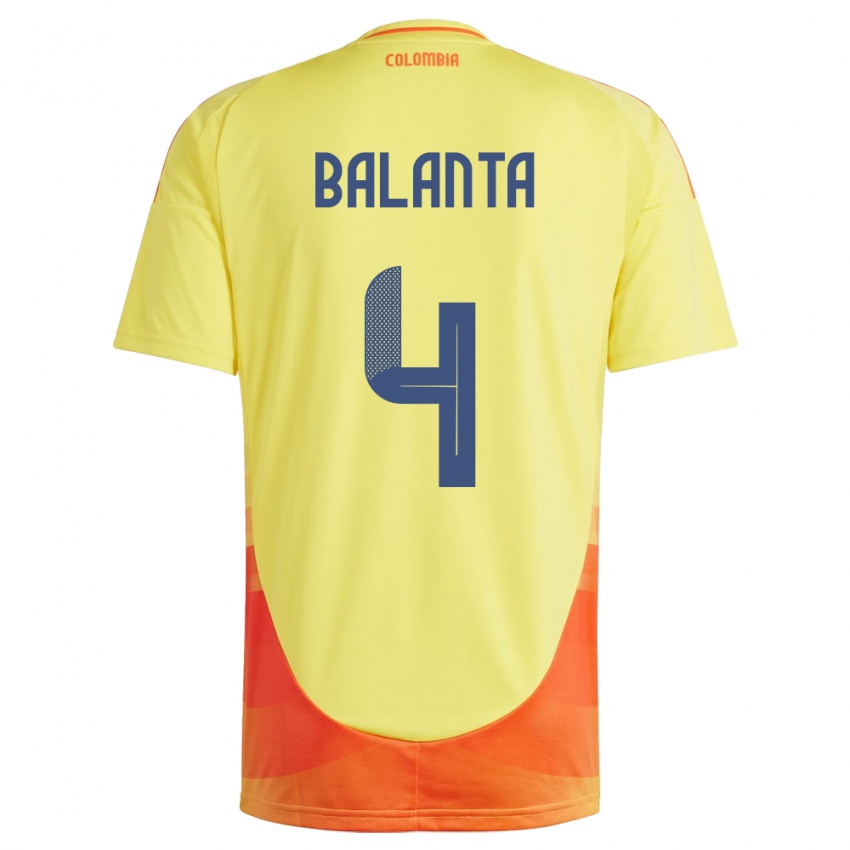 Lapset Kolumbia Marlon Balanta #4 Keltainen Kotipaita 24-26 Lyhythihainen Paita T-Paita