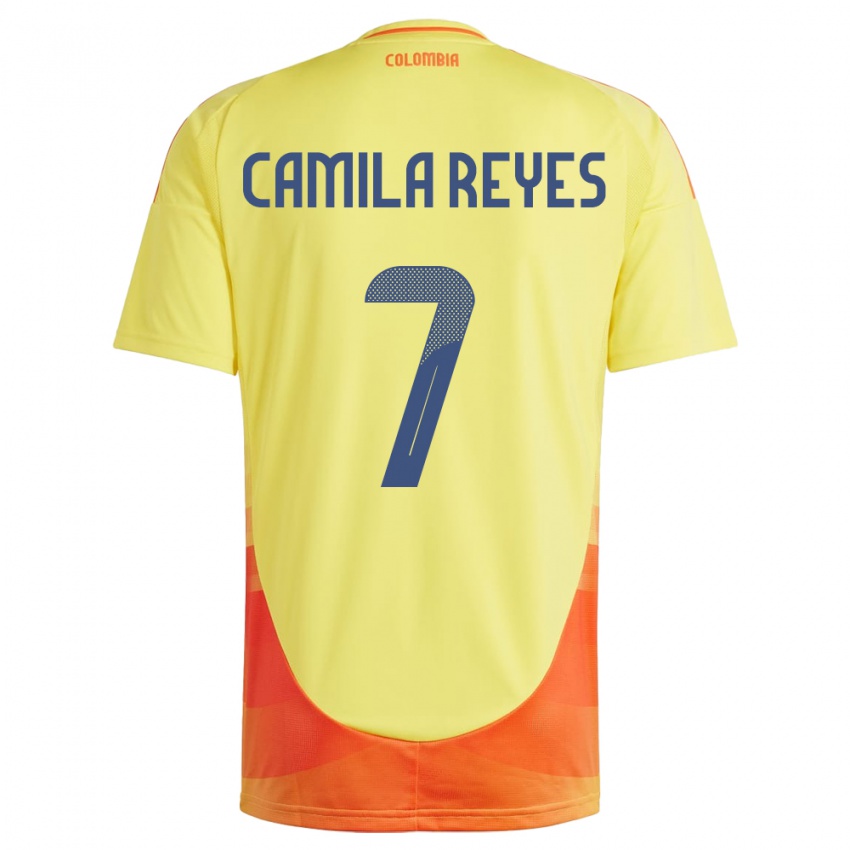 Lapset Kolumbia María Camila Reyes #7 Keltainen Kotipaita 24-26 Lyhythihainen Paita T-Paita