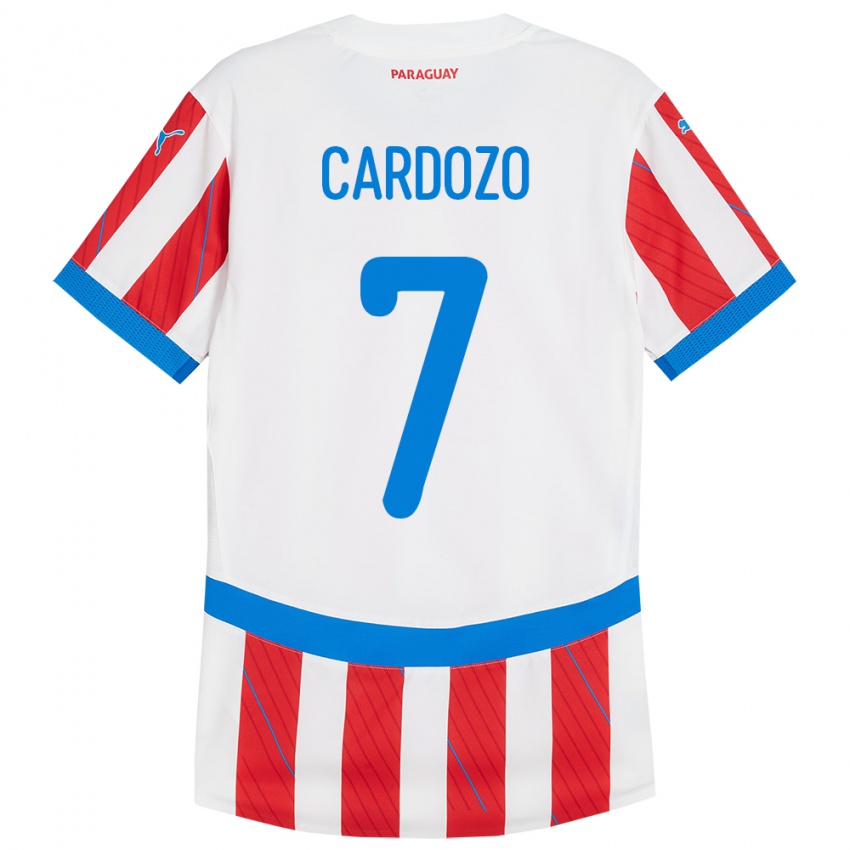 Lapset Paraguay Fernando Cardozo #7 Valkoinen Punainen Kotipaita 24-26 Lyhythihainen Paita T-Paita