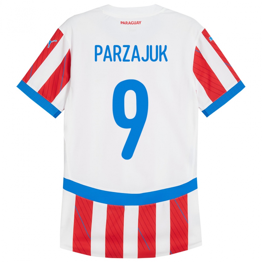 Lapset Paraguay Kevin Parzajuk #9 Valkoinen Punainen Kotipaita 24-26 Lyhythihainen Paita T-Paita