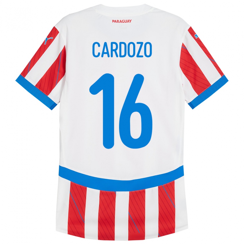 Lapset Paraguay Juan Cardozo #16 Valkoinen Punainen Kotipaita 24-26 Lyhythihainen Paita T-Paita