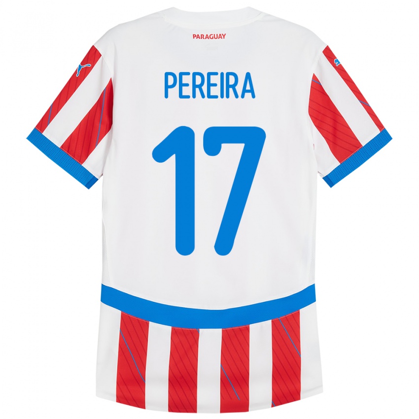 Lapset Paraguay Kevin Pereira #17 Valkoinen Punainen Kotipaita 24-26 Lyhythihainen Paita T-Paita