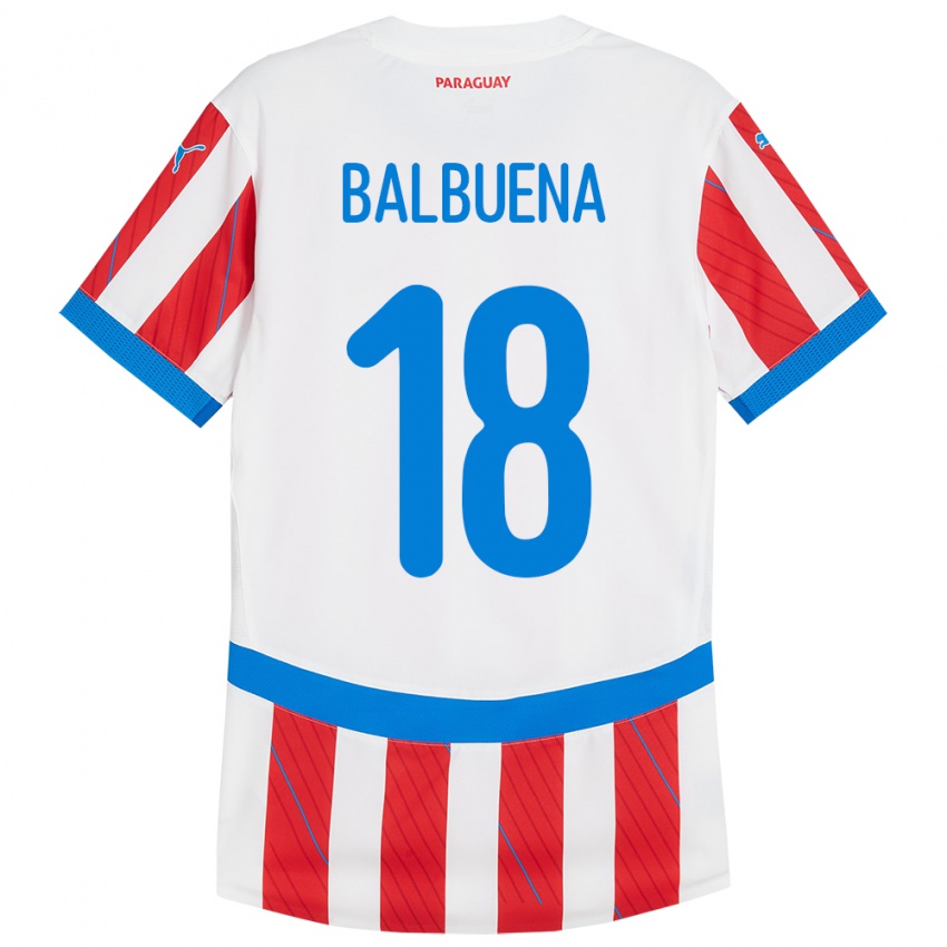 Lapset Paraguay Axel Balbuena #18 Valkoinen Punainen Kotipaita 24-26 Lyhythihainen Paita T-Paita