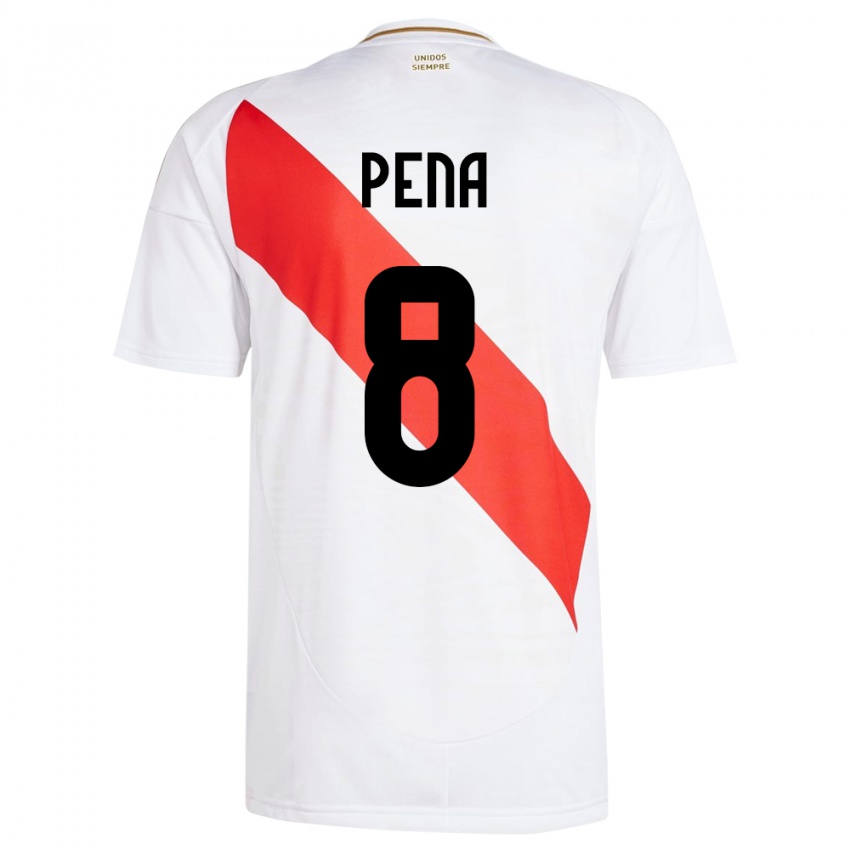 Lapset Peru Sergio Peña #8 Valkoinen Kotipaita 24-26 Lyhythihainen Paita T-Paita