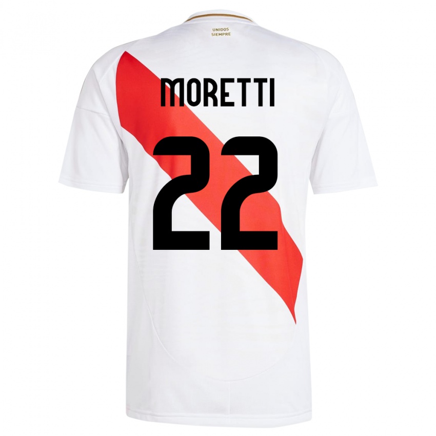 Lapset Peru Jair Moretti #22 Valkoinen Kotipaita 24-26 Lyhythihainen Paita T-Paita