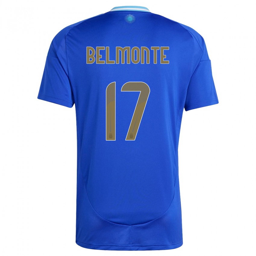 Lapset Argentiina Tomas Belmonte #17 Sininen Vieraspaita 24-26 Lyhythihainen Paita T-Paita