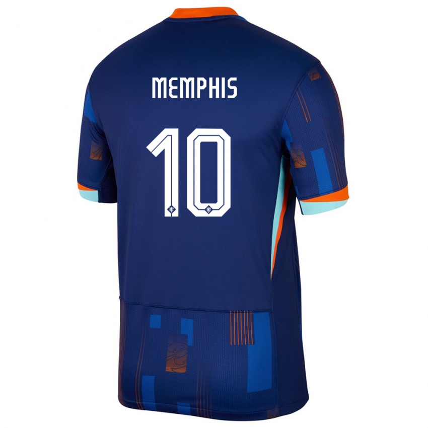 Lapset Alankomaat Memphis Depay #10 Sininen Vieraspaita 24-26 Lyhythihainen Paita T-Paita