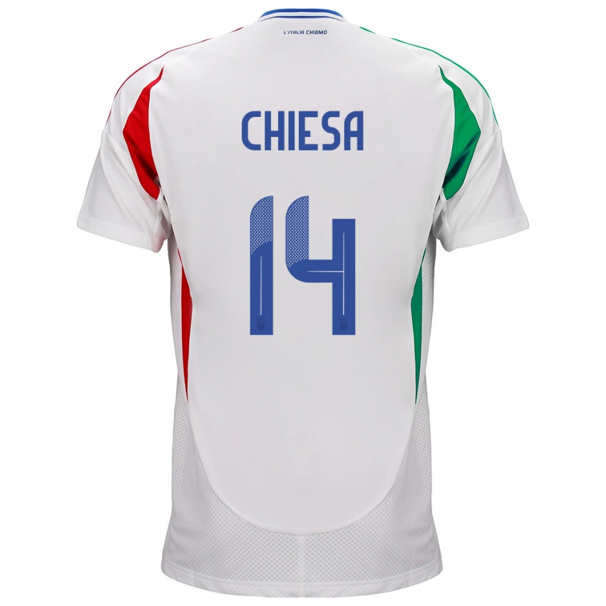 Lapset Italia Federico Chiesa #14 Valkoinen Vieraspaita 24-26 Lyhythihainen Paita T-Paita