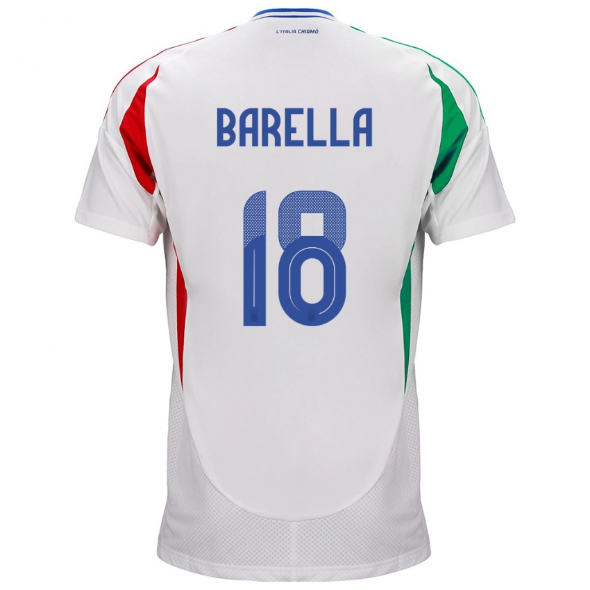 Lapset Italia Nicolò Barella #18 Valkoinen Vieraspaita 24-26 Lyhythihainen Paita T-Paita