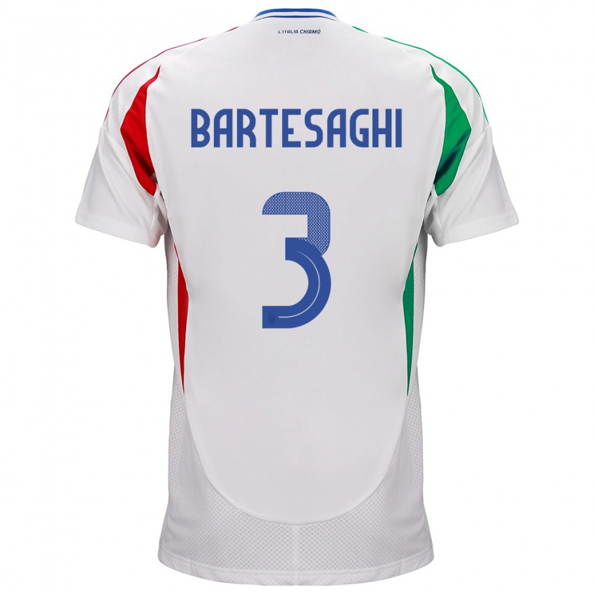 Lapset Italia Davide Bartesaghi #3 Valkoinen Vieraspaita 24-26 Lyhythihainen Paita T-Paita