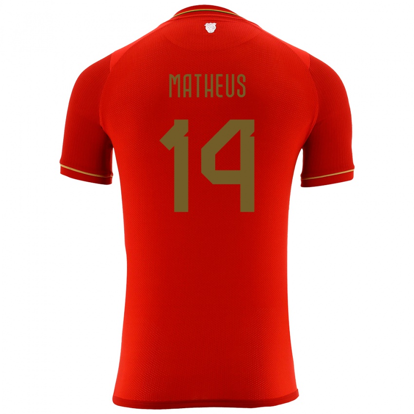 Lapset Bolivia Robson Matheus #14 Punainen Vieraspaita 24-26 Lyhythihainen Paita T-Paita