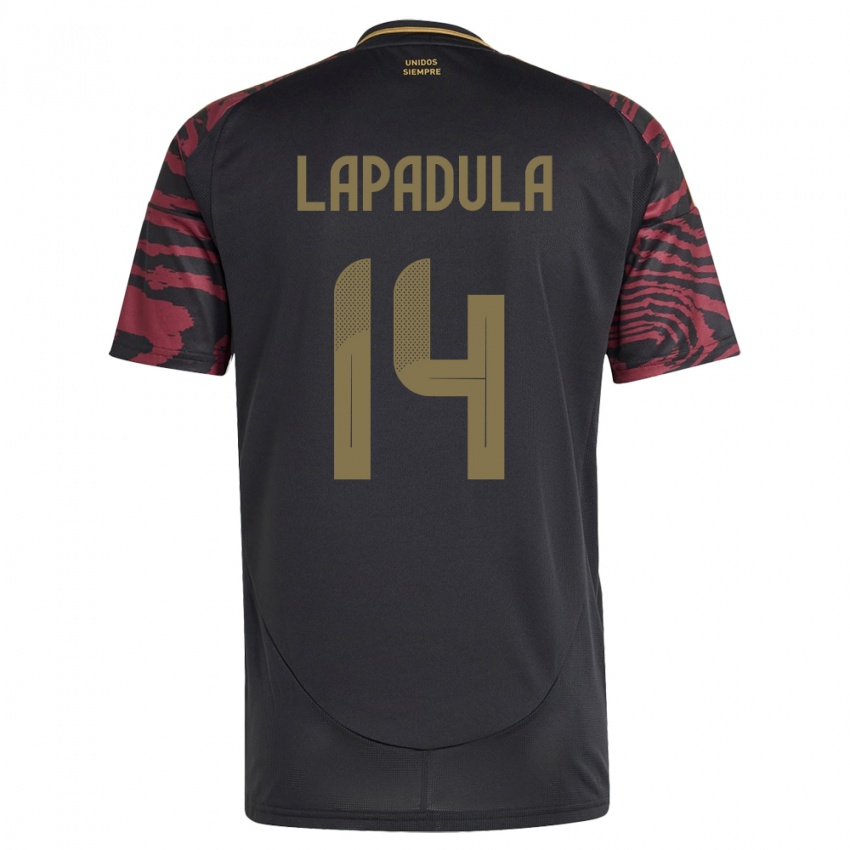 Lapset Peru Gianluca Lapadula #14 Musta Vieraspaita 24-26 Lyhythihainen Paita T-Paita