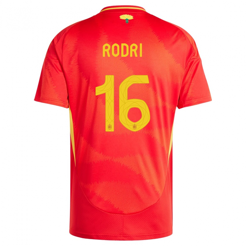 Miesten Espanja Rodri #16 Punainen Kotipaita 24-26 Lyhythihainen Paita T-Paita