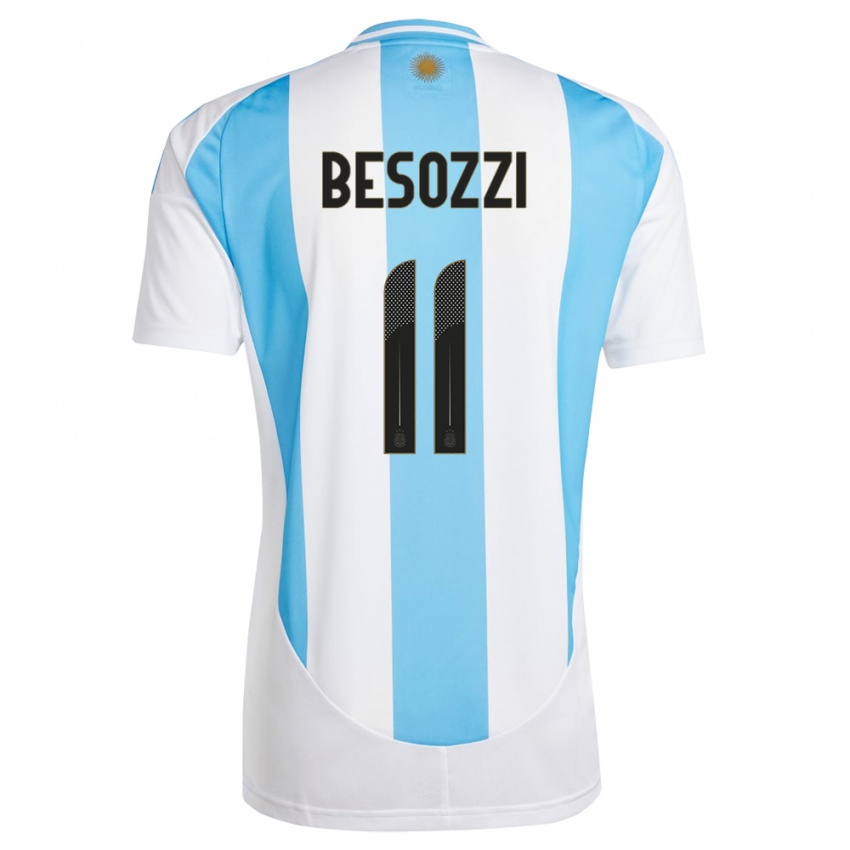 Miesten Argentiina Lucas Besozzi #11 Valkoinen Sininen Kotipaita 24-26 Lyhythihainen Paita T-Paita