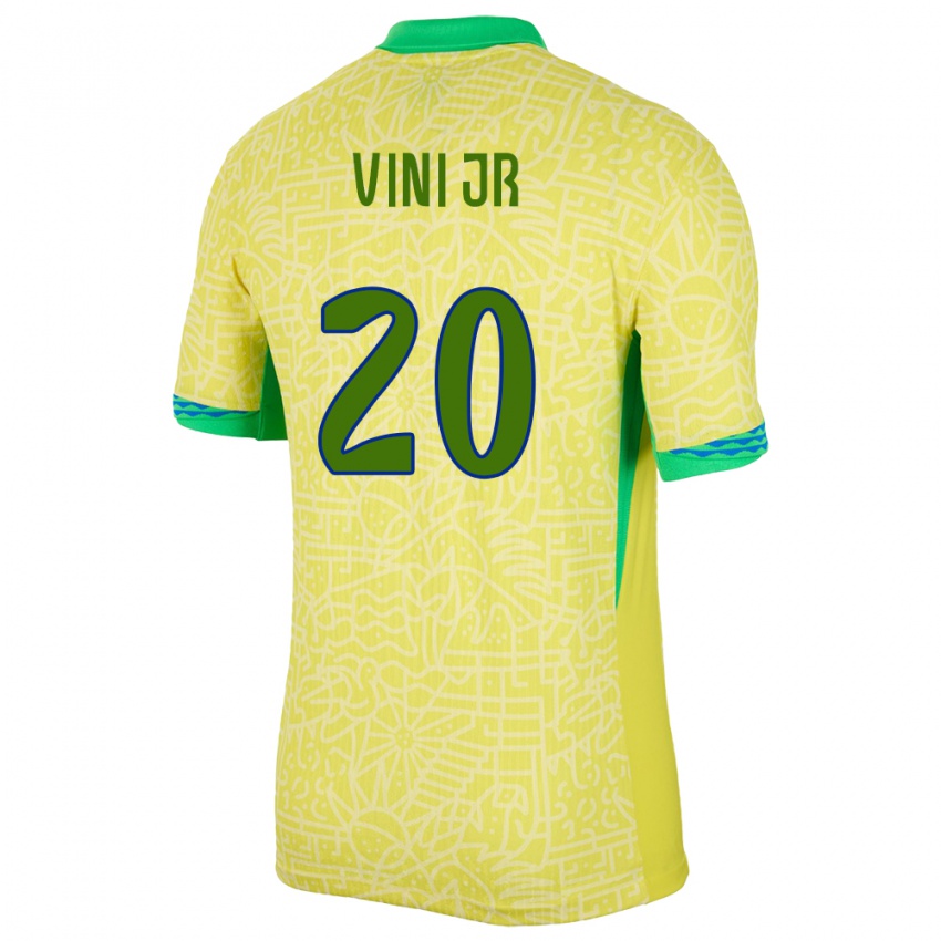 Miesten Brasilia Vinicius Junior #20 Keltainen Kotipaita 24-26 Lyhythihainen Paita T-Paita