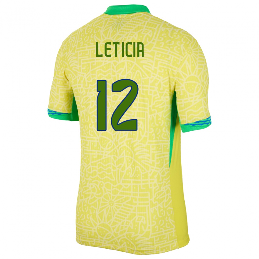 Miesten Brasilia Leticia #12 Keltainen Kotipaita 24-26 Lyhythihainen Paita T-Paita