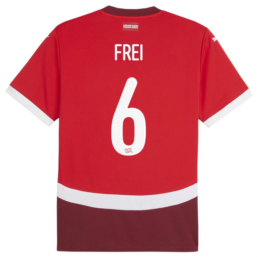 Miesten Sveitsi Fabian Frei #6 Punainen Kotipaita 24-26 Lyhythihainen Paita T-Paita