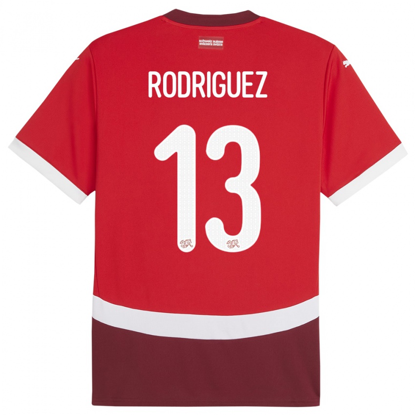 Miesten Sveitsi Ricardo Rodriguez #13 Punainen Kotipaita 24-26 Lyhythihainen Paita T-Paita