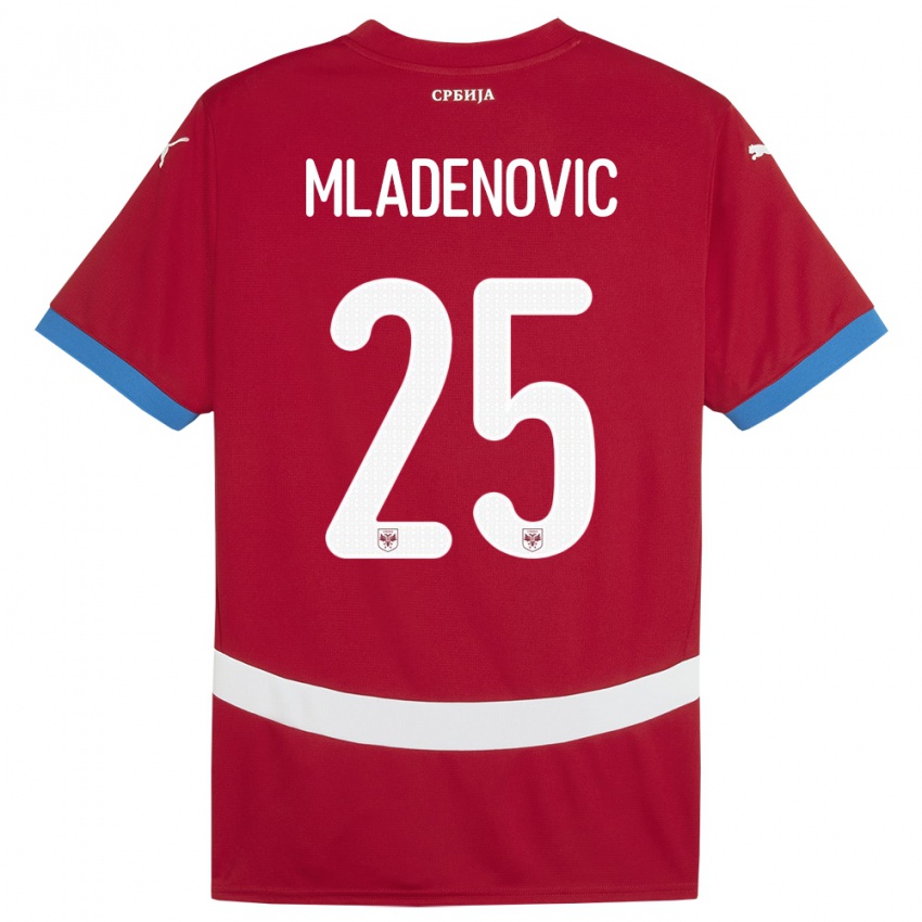 Miesten Serbia Filip Mladenovic #25 Punainen Kotipaita 24-26 Lyhythihainen Paita T-Paita