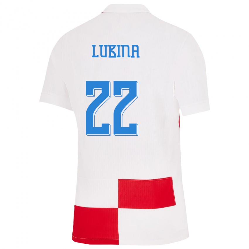 Miesten Kroatia Anela Lubina #22 Valkoinen Punainen Kotipaita 24-26 Lyhythihainen Paita T-Paita