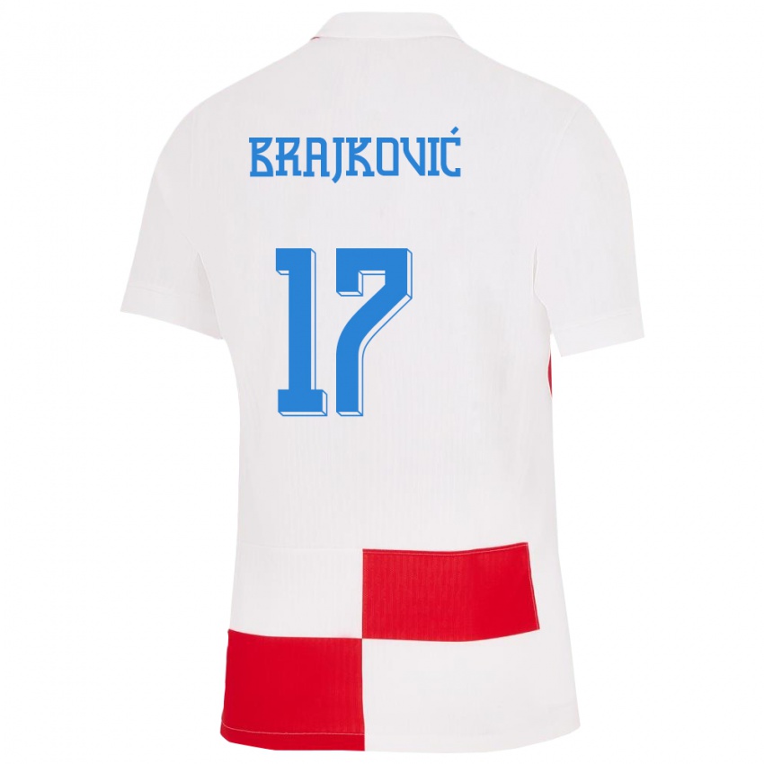 Miesten Kroatia Roko Brajkovic #17 Valkoinen Punainen Kotipaita 24-26 Lyhythihainen Paita T-Paita