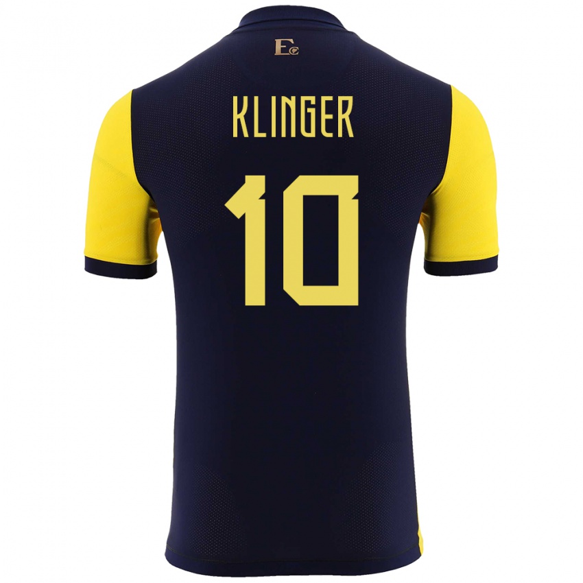 Miesten Ecuador Jose Klinger #10 Keltainen Kotipaita 24-26 Lyhythihainen Paita T-Paita