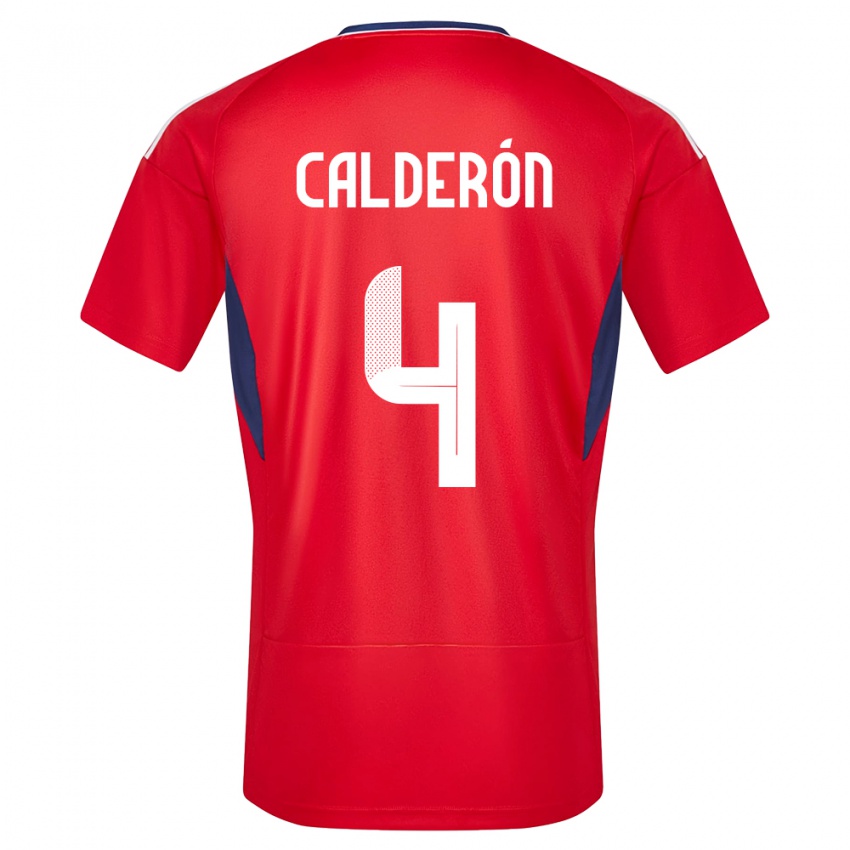 Miesten Costa Rica Brandon Calderon #4 Punainen Kotipaita 24-26 Lyhythihainen Paita T-Paita