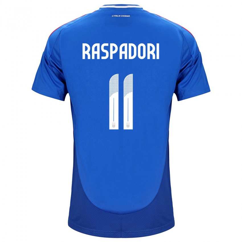 Miesten Italia Giacomo Raspadori #11 Sininen Kotipaita 24-26 Lyhythihainen Paita T-Paita