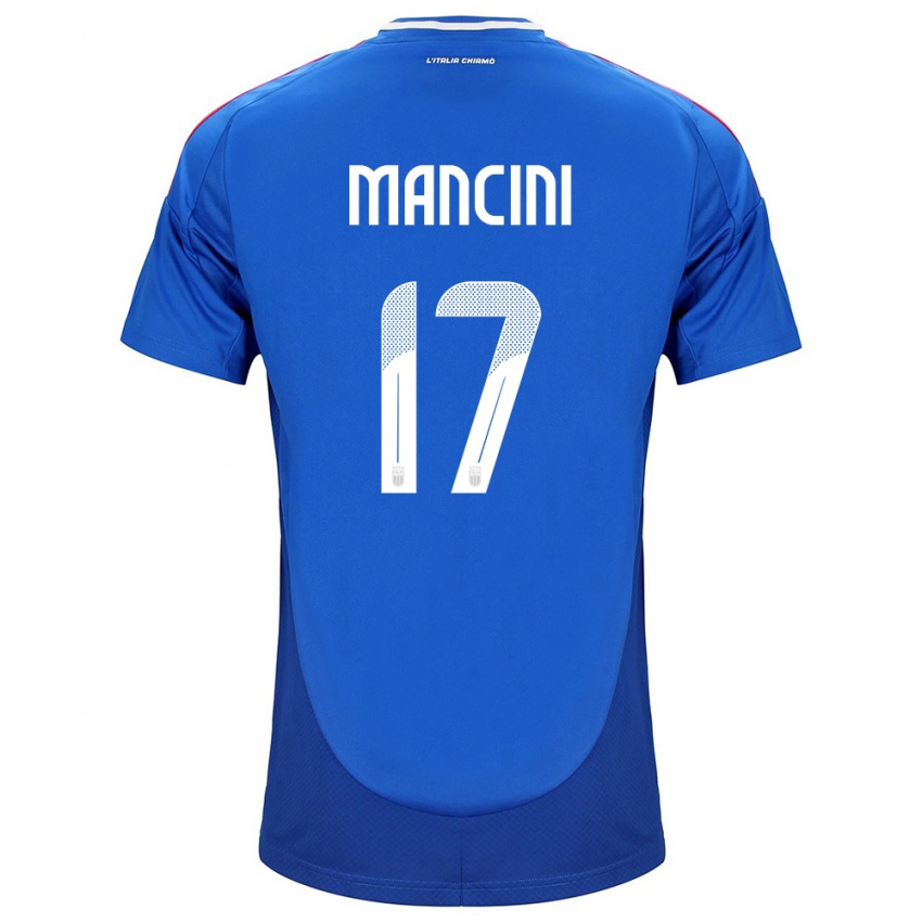 Miesten Italia Gianluca Mancini #17 Sininen Kotipaita 24-26 Lyhythihainen Paita T-Paita