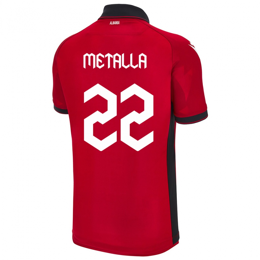 Miesten Albania Mikaela Metalla #22 Punainen Kotipaita 24-26 Lyhythihainen Paita T-Paita