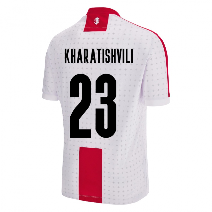 Miesten Georgia Luka Kharatishvili #23 Valkoinen Kotipaita 24-26 Lyhythihainen Paita T-Paita